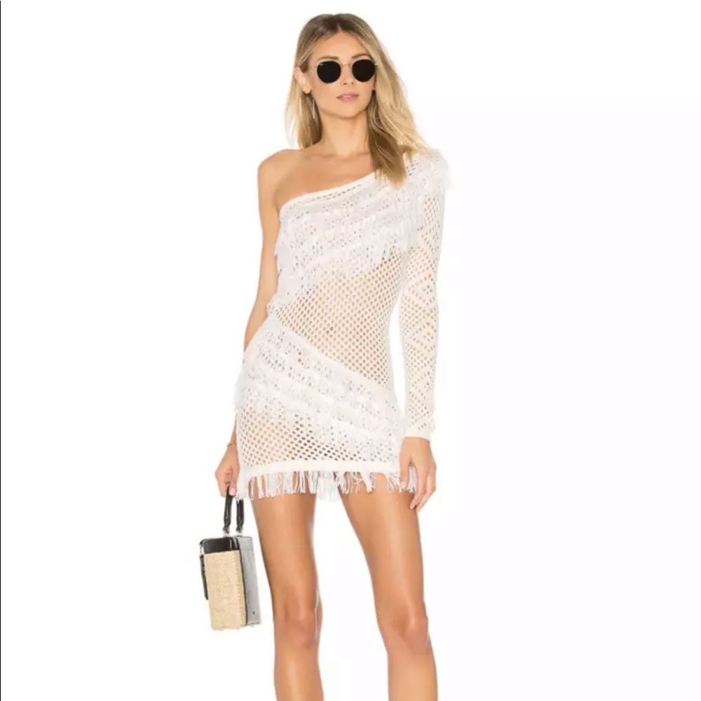 Tularosa Revolve 1 Shoulder Crochet Coverup White